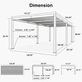 PURPLE LEAF Caesar LED Louvered Pergola with Integrated Solar Strip Lights Adjustable Aluminum Louvers Wind Resistant Pergolas for Patio Dining Deck Garden Yard White