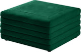 Lorenzo Contemporary Ottoman: Luxurious Velvet, Deep Channel Tufting, Versatile Coffee Table Design