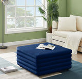 Lorenzo Contemporary Ottoman: Luxurious Velvet, Deep Channel Tufting, Versatile Coffee Table Design