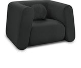 Abbington Contemporary Boucle Fabric Chair with Ball Pillow – Elevate Your Living Space Style!