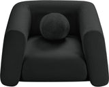 Abbington Contemporary Boucle Fabric Chair with Ball Pillow – Elevate Your Living Space Style!