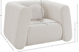 Abbington Contemporary Boucle Fabric Chair with Ball Pillow – Elevate Your Living Space Style!