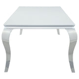 Carone Rectangular 81-inch Glass Top Dining Table White