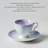 Crystalline Glaze Ceramic Coffee Cup & Saucer