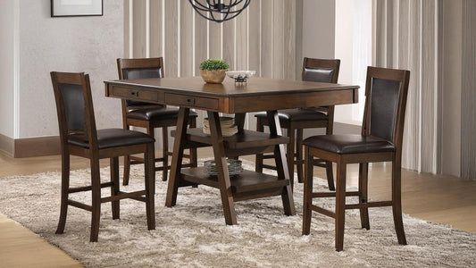 Dewey 5-Piece Rectangular Dining Table Set Walnut