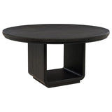 Leandro 7-Piece Round Dining Table Set Burnished Black