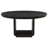 Leandro 7-Piece Round Dining Table Set Burnished Black