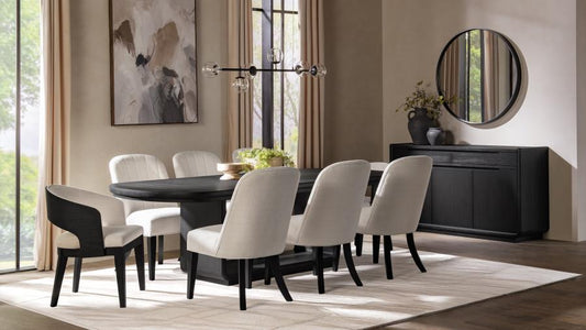 Leandro 9-piece Rectangular Dining Table Set - Burnished Black