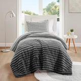 300GSM Fluffy Ribbed Plush Comforter Set,Grey Ombre