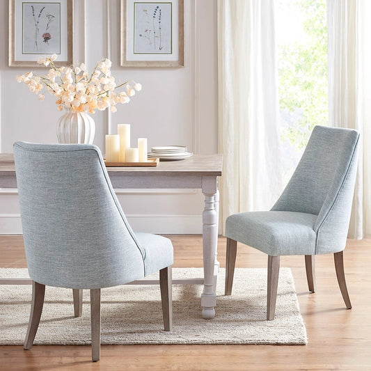 [Set of 2] Farmhouse Upholstered Dining Chair, Light Blue *