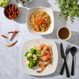 Gibson Home Zen Buffet 12-Piece Porcelain Dinnerware Set, Square Plates & Bowls & Mugs, Service for 4, White