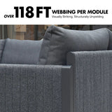 PURPLE LEAF Sanori L-Shaped Patio Couch Set Modular Sofa with Grey Cushions and Ottoman for Backyard