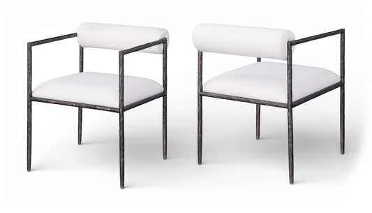 Axis - Linen Textured Cream Fabric Upholstered Dining Chair (Set of 2)