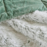 Wholesale Shaggy Faux Solid Fur Comforter Mini Set, Green/White