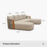 PURPLE LEAF Hailar U-Shaped Patio Conversation Set with Genuine Teak Cushions and Pillows Olefin Rope Backres Outdoor Couch Sets for Porch Garden