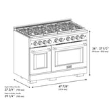 ZLINE 48"Paramount Dual Fuel Range DuraSnow® White Matte, Gold SDRSZ-WM-48-G