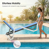 PURPLE LEAF Patio Chaise Lounge Plastic Pool Outdoor Lounge Chair with Aluminum Frame Stackable Patio Tanning Chairs for Poolside Sunbathing Beach Deck Yard