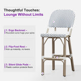 PURPLE LEAF Outdoor Bar Height Stools Set of 2 French Country Patio Rattan Bar Stool Chairs Outdoor Armless Barstools for Porch Garden Indoor Kitchen