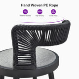 PURPLE LEAF Outdoor Swivel Bar Stools Set of 2 Metal Modern Rattan Bar Chairs with Backrest Aluminum Woven Barstools with Cushions