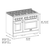 ZLINE 48" Gas Range, Convection Gas Oven, Stainless Steel,Matte Black  SGR-BLM-48