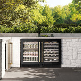 ZLINE 24" Touchstone 151 Can Beverage Fridge Black Stainless Steel Glass Door Gold Handle RBSOZ-BS-24-G