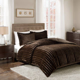 Dux Faux Fur 3-Piece Comforter Mini Set, Chocolate Brown