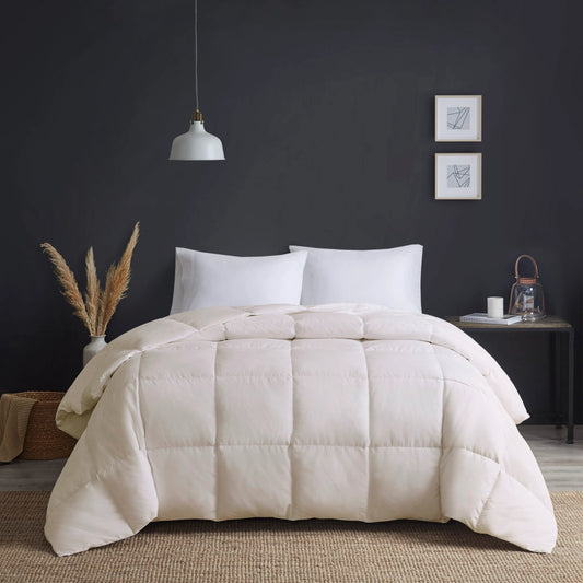 Quilted Goose Feather and Down Oversize Comforter, Cream