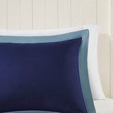 3M Scotchgard 3-Piece Reversible Comforter Set, Navy Blue