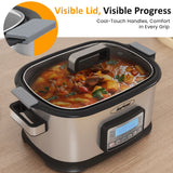 11-in-1 Multi Slow Cooker Roaster Oven, 6.5QT Sliver Digital