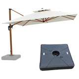 PURPLE LEAF Outdoor Garden Umbrella with Base, Cantilever Umbrellas in Wood Color