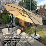PURPLE LEAF Durable Patio Outdoor Umbrella Aluminum Round Cantilever Sun Yard Umbrellas For Pool, Deck