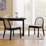 Salem Mid-Century Modern Round Rattan Dining Chairs (Set of 2)