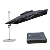 PURPLE LEAF Large Square Patio Cantilever Umbrella With Base for Garden Pool Porch