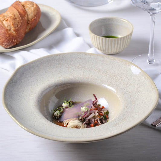 DEEP RIM PLATE  STONEWARE Ø 11.02x2.56" LATTE
