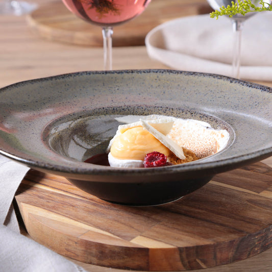 DEEP RIM PLATE  STONEWARE Ø 11.02x2.56" TOURMALINE