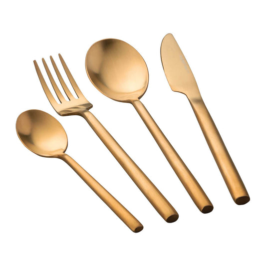 BergHOFF GEM 4Pc Flatware Set, Gold Plated, 18/10 Stainless Steel