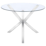 Vance Round 41-Inch Glass Top Asterisk Dining Table Chrome