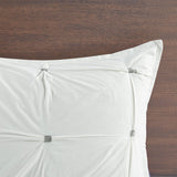 Pinched Embroidered 3-Piece Comforter/Duvet Cover Set, White