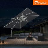 PURPLE LEAF SUNBRELLA Solar Cantilever Umbrella with Lights for Outdoor Patio