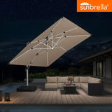 PURPLE LEAF SUNBRELLA Solar Cantilever Umbrella with Lights for Outdoor Patio