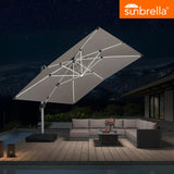 PURPLE LEAF SUNBRELLA Solar Cantilever Umbrella with Lights for Outdoor Patio