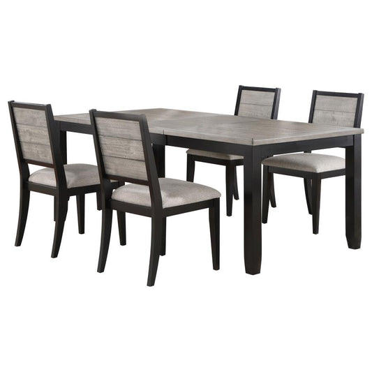 Elodie 5-Piece Rectangular Extension Leaf Dining Set Black