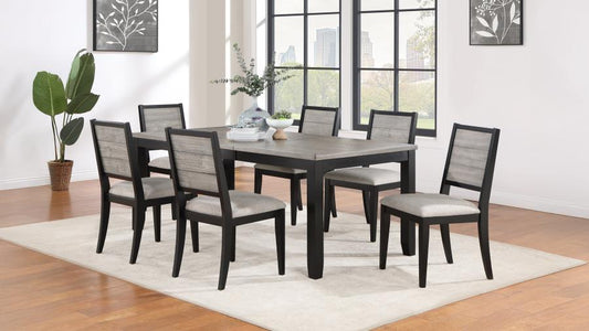 Elodie 7-Piece Rectangular Extension Leaf Dining Set Black