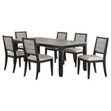 Elodie 7-Piece Rectangular Extension Leaf Dining Set Black