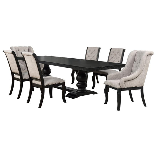 Phelps 7-Piece Rectangular Dining Table Set – Distressed Noir