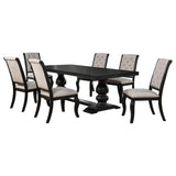 Phelps 7-Piece Rectangular Dining Table Set – Distressed Noir