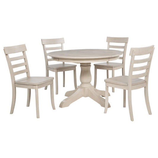 Orrison 5-Piece Oval 62-Inch Extension Leaf Dining Set Linen