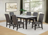 Averill 7-Piece White Marble Top Dining Set – Dark Grey and Coffee Bean