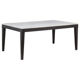 Averill 7-Piece White Marble Top Dining Set – Tan and Coffee Bean