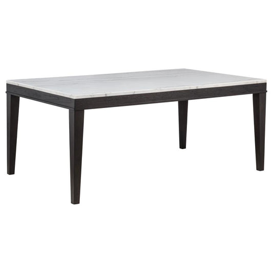 Averill 72-Inch Rectangular White Marble Top Dining Table Coffee Bean